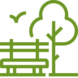 Stylized illustration of a park bench and tree, symbolizing outdoor spaces designed for relaxation and enjoyment, reflecting McIsaac Lawncare's commitment to enhancing residential landscapes.