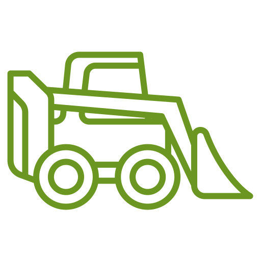 Skid steer icon representing excavation and land clearing services by McIsaac Lawncare.