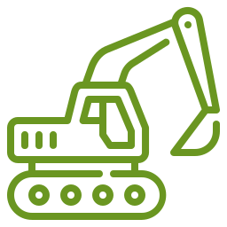 Excavator icon representing excavation and landwork services offered by McIsaac Lawncare for site preparation and grading.